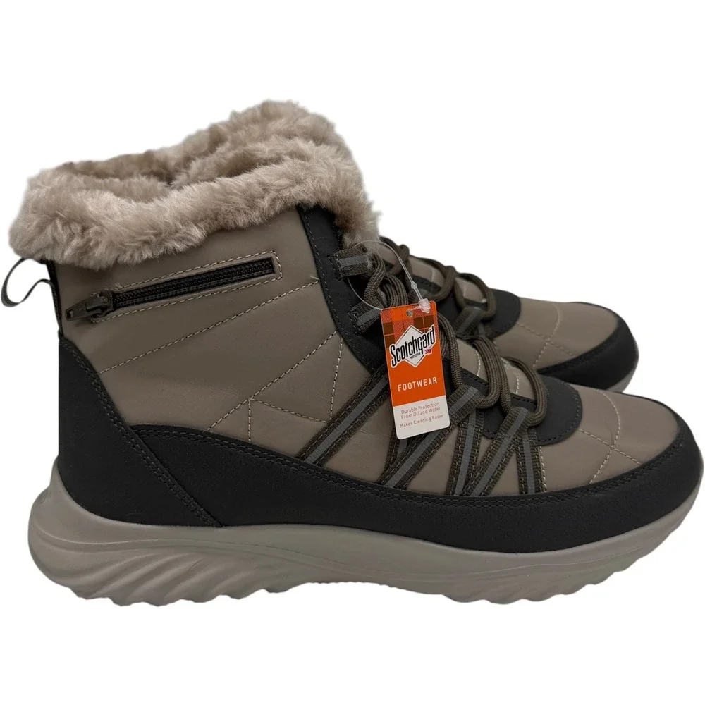 Cheeks Fit Body Winter Boots Scotchgard Faux‎ Fur Taupe Size 9 New